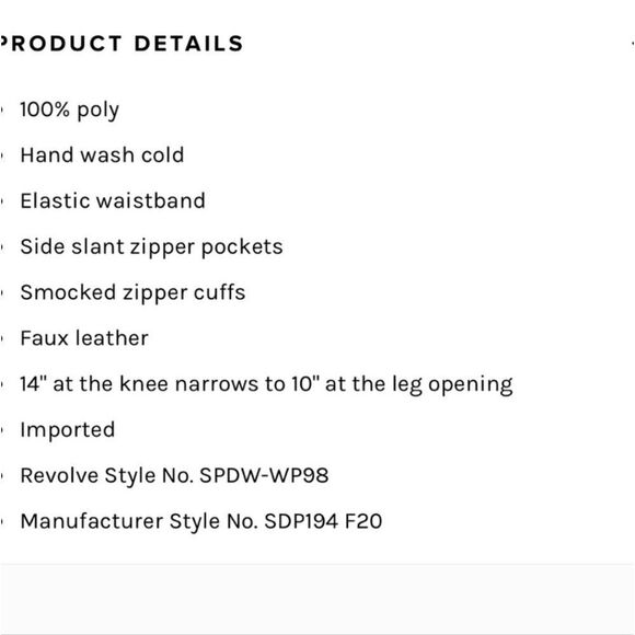 NWOT, Revolve • Superdown Faux Leather Joggers, Size Small - Picture 4 of 4